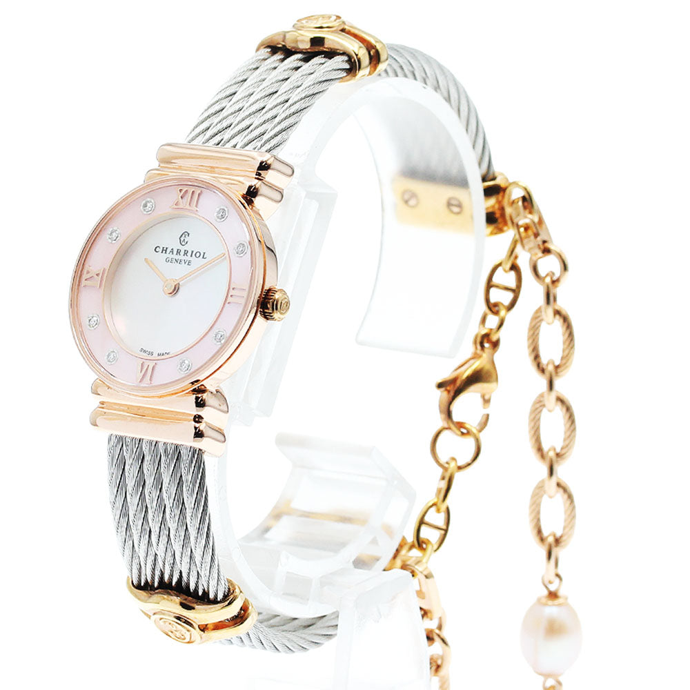 PHILIPPE CHARRIOL Saint Tropez 028/3 8P diamond white shell/pink shell Dial Quartz Ladies Watch_946896