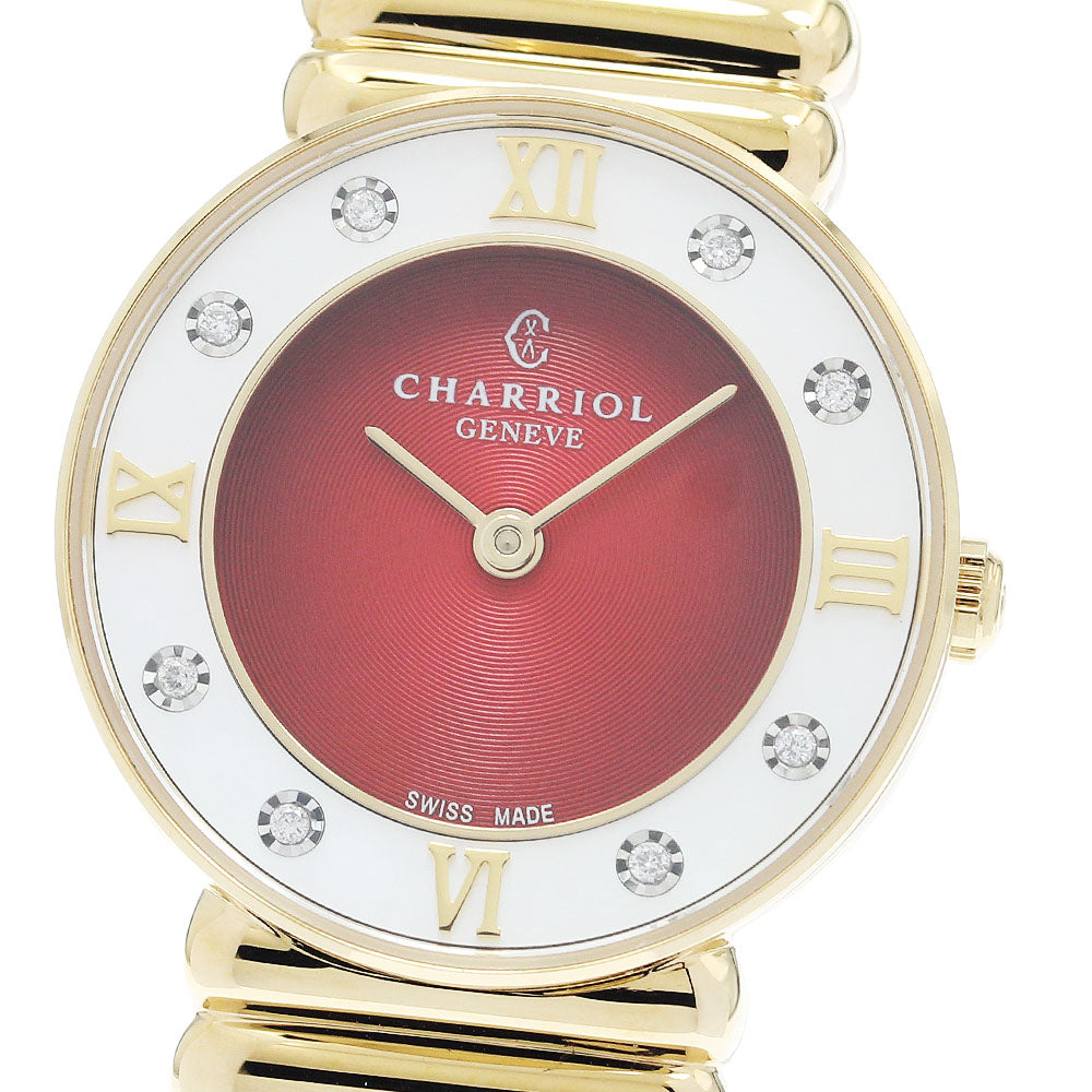 CHARRIOL Saint Tropez 028YD1.540.577 Japan exclusive bezel shell Red Dial Quartz Ladies Watch_946897