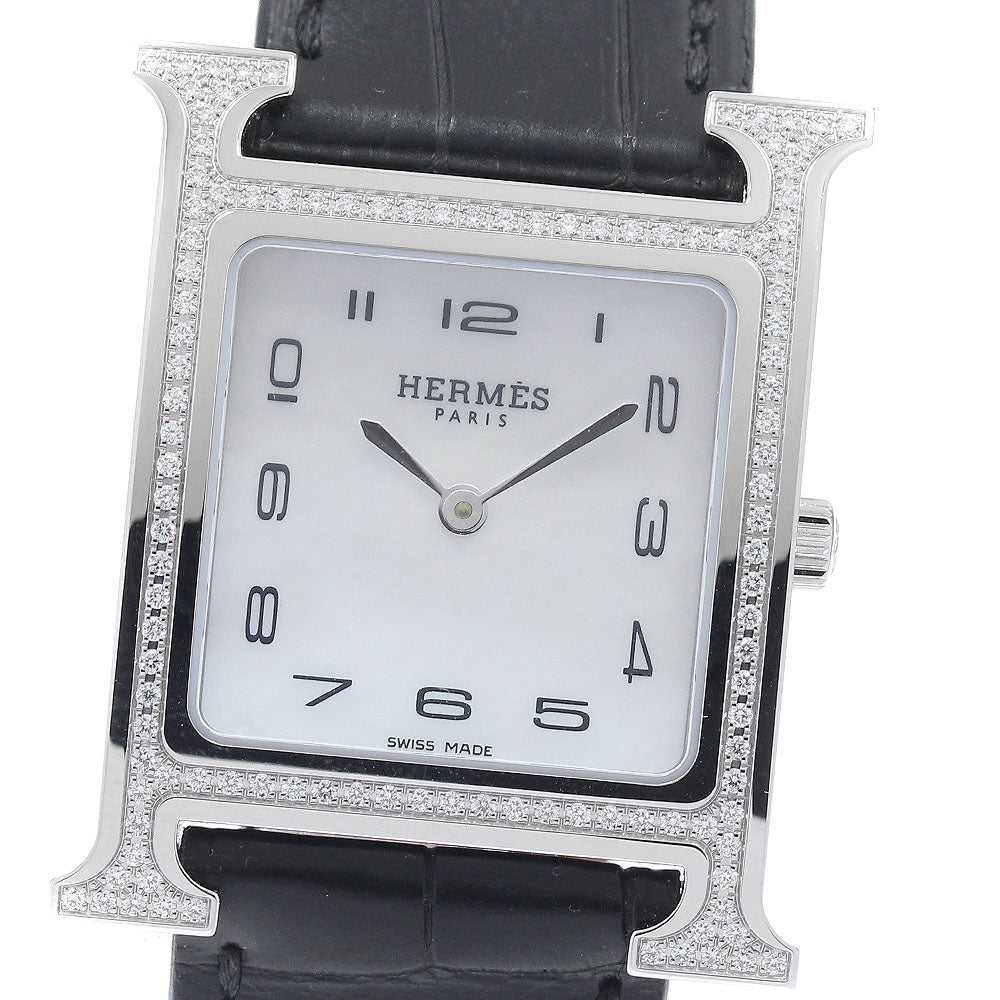 HERMES H watch HH1.531 Diamond bezel White shell dial White shell Dial Quartz Ladies Watch_946947
