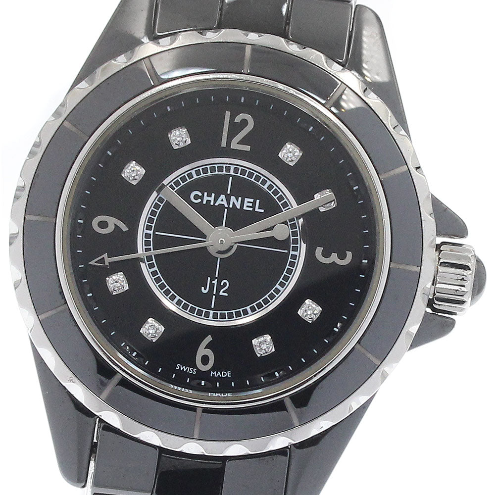 CHANEL J12 black ceramic H2569 8P diamond black Dial Quartz Ladies Watch_946975