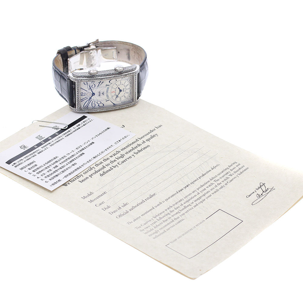 CUERVO Y SOBRINOS Prominente A1124-1AAG-S3 Dual Time Diamond Bezel Silver Dial Automatic Men's Watch_946991