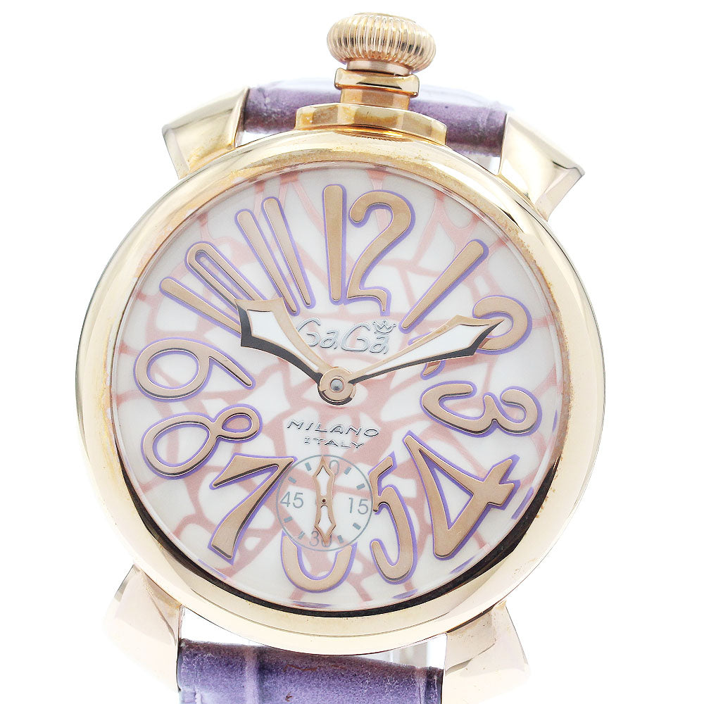 GaGa MILANO Manuale48MM Mosaic 5011MOSAICO01S Small seconds White / pink Dial Hand Winding Men's Watch_947012
