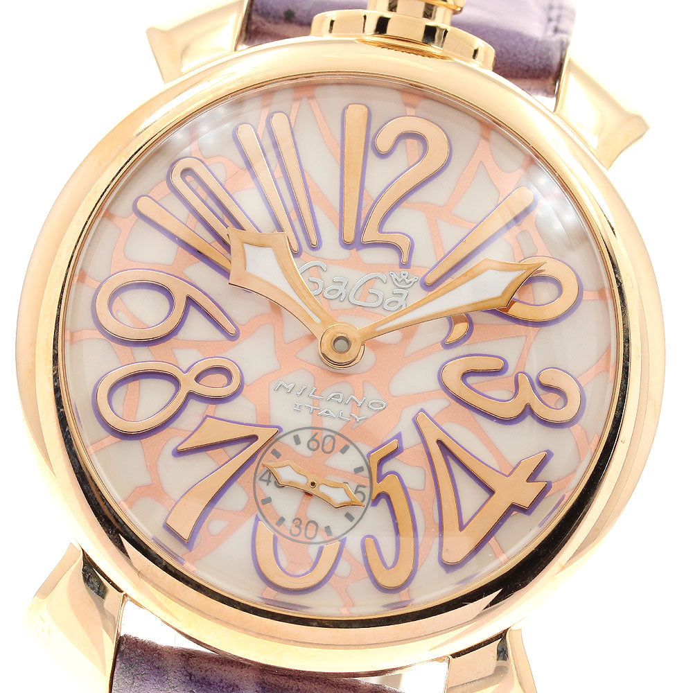 GaGa MILANO Manuale48MM Mosaic 5011MOSAICO01S Small seconds White / pink Dial Hand Winding Men's Watch_947013