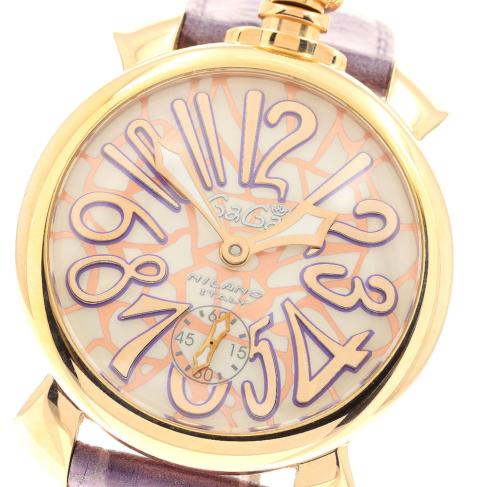 GaGa MILANO Manuale48MM Mosaic 5011MOSAICO01S Small seconds White / pink Dial Hand Winding Men's Watch_947014