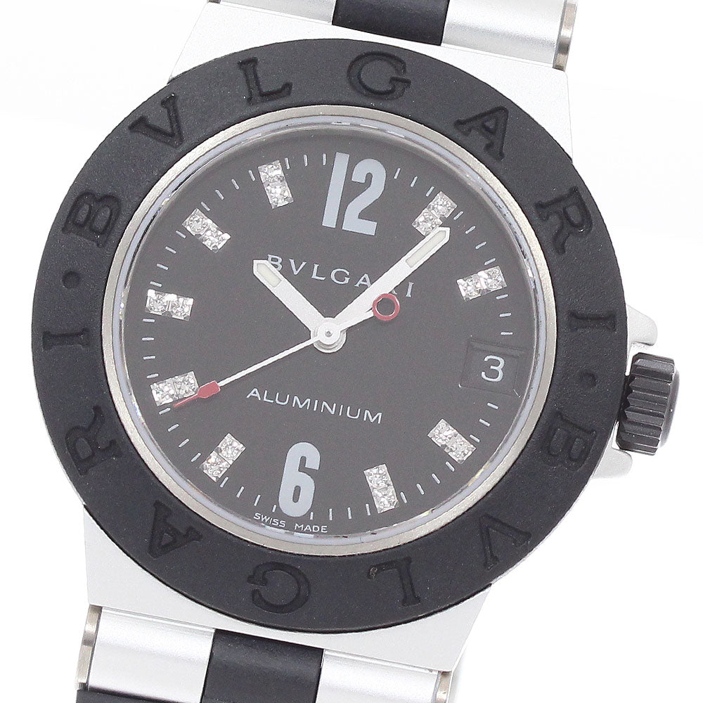 BVLGARI aluminum AL32TA Diamond index Carbon black Dial Quartz Boy's_947089