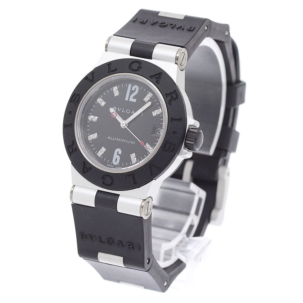 BVLGARI aluminum AL32TA Diamond index Carbon black Dial Quartz Boy's_947089