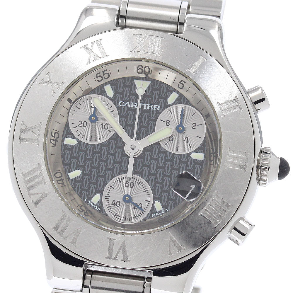 CARTIER CHRONOSCAPH W10125U2 Date Black / Silver Dial Quartz Men's Watch_947201