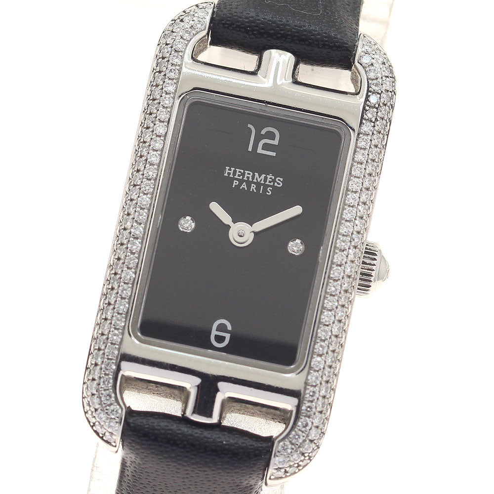 HERMES Nantucket NA2.130 Side diamond black Dial Quartz Ladies Watch_947212