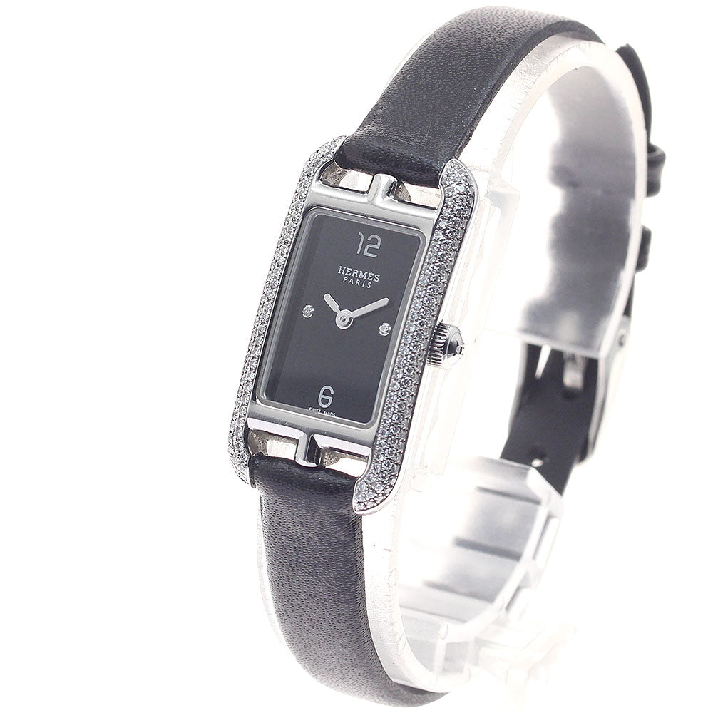 HERMES Nantucket NA2.130 Side diamond black Dial Quartz Ladies Watch_947212