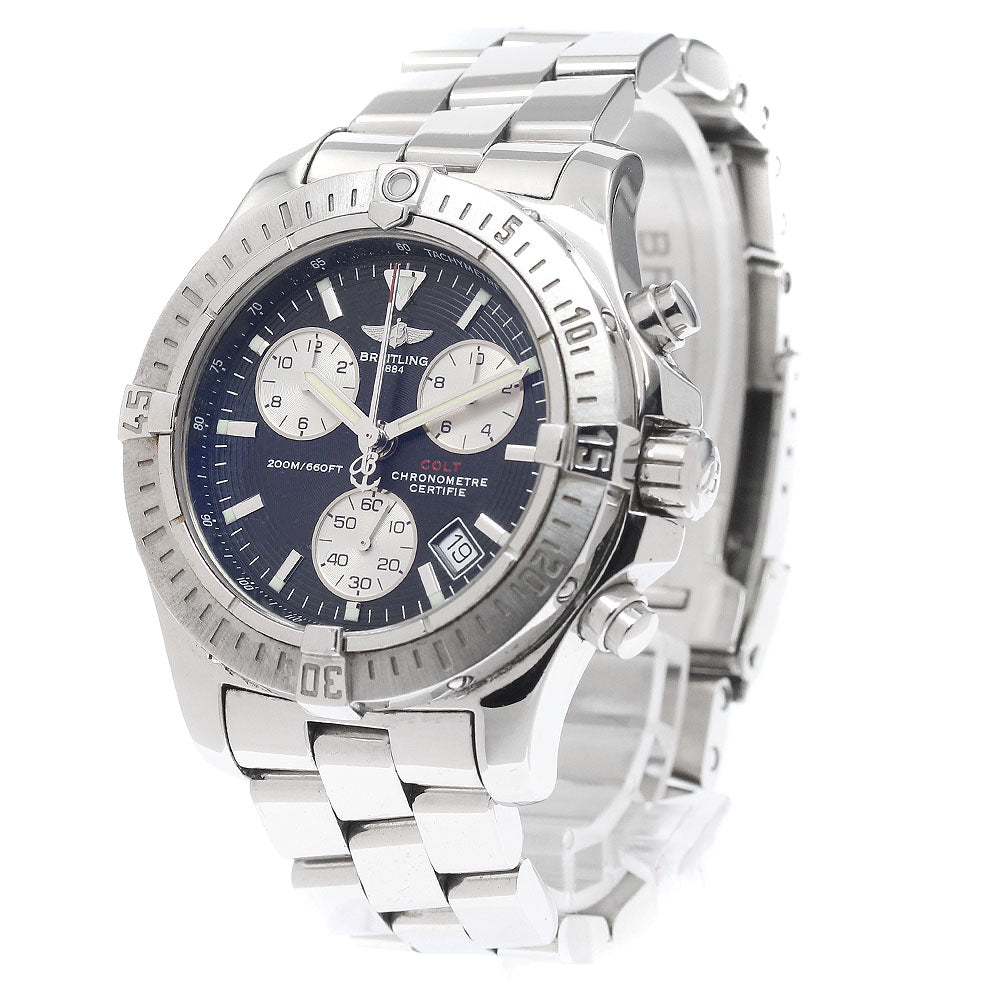 BREITLING Colt A73380 Chronograph Black / Silver Dial Quartz Men's Watch_947260