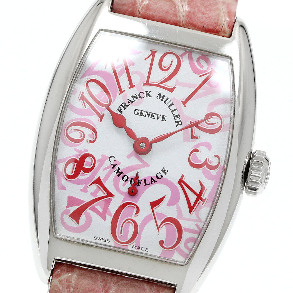 FRANCK MULLER Tonneau Curvex Camouflage 1750S6 White / pink Dial Hand Winding Ladies Watch_947264