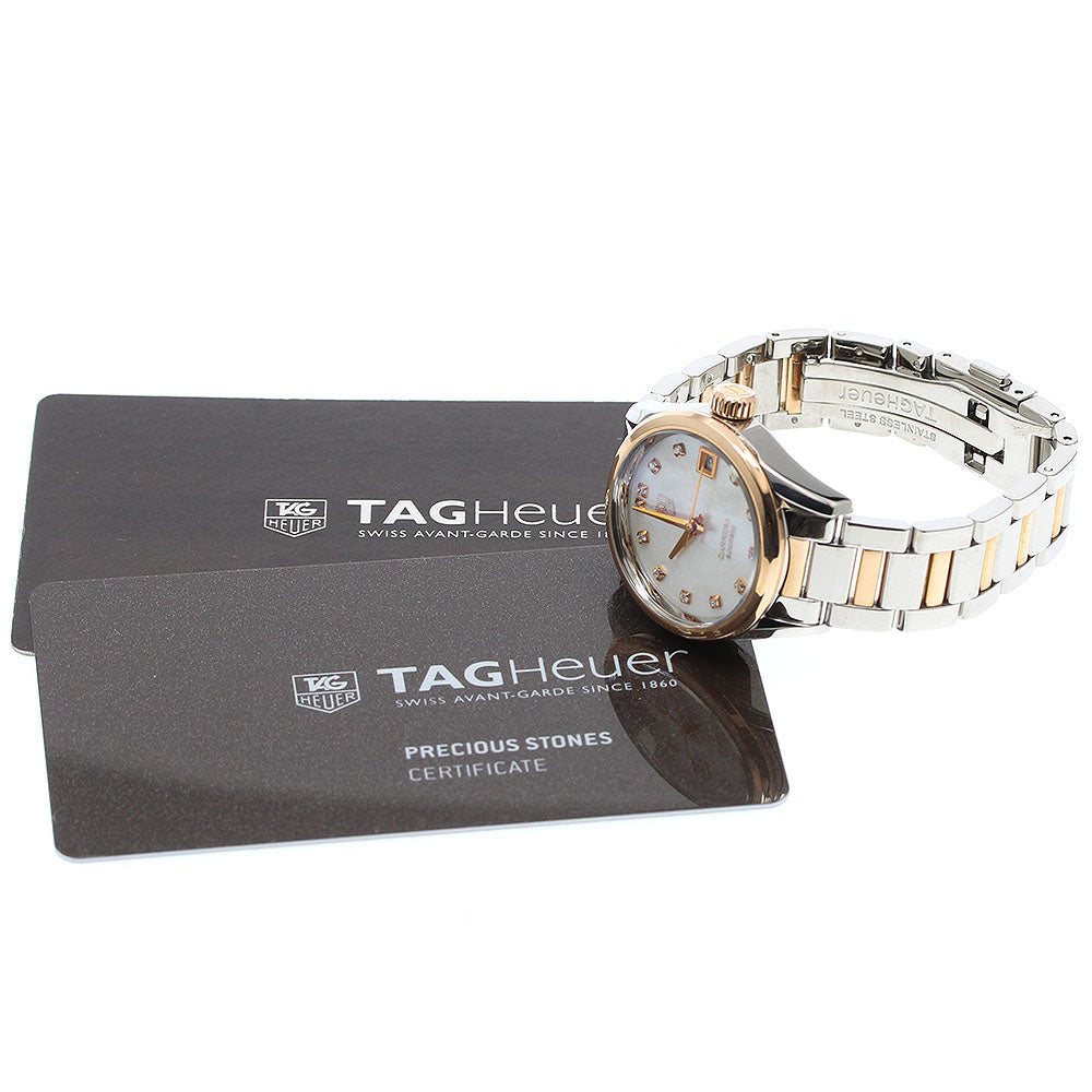 TAG HEUER Carrera WAR2452.BD0772 12P diamond date White shell Dial Automatic Ladies Watch_947269