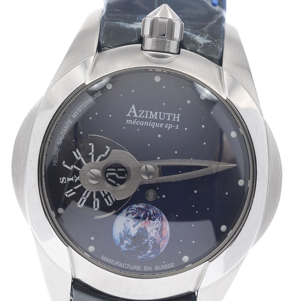 AZIMUTH Spaceship SP-1S-BS-SS Jumping hour Navy Dial Hand Winding Men's Watch_947313