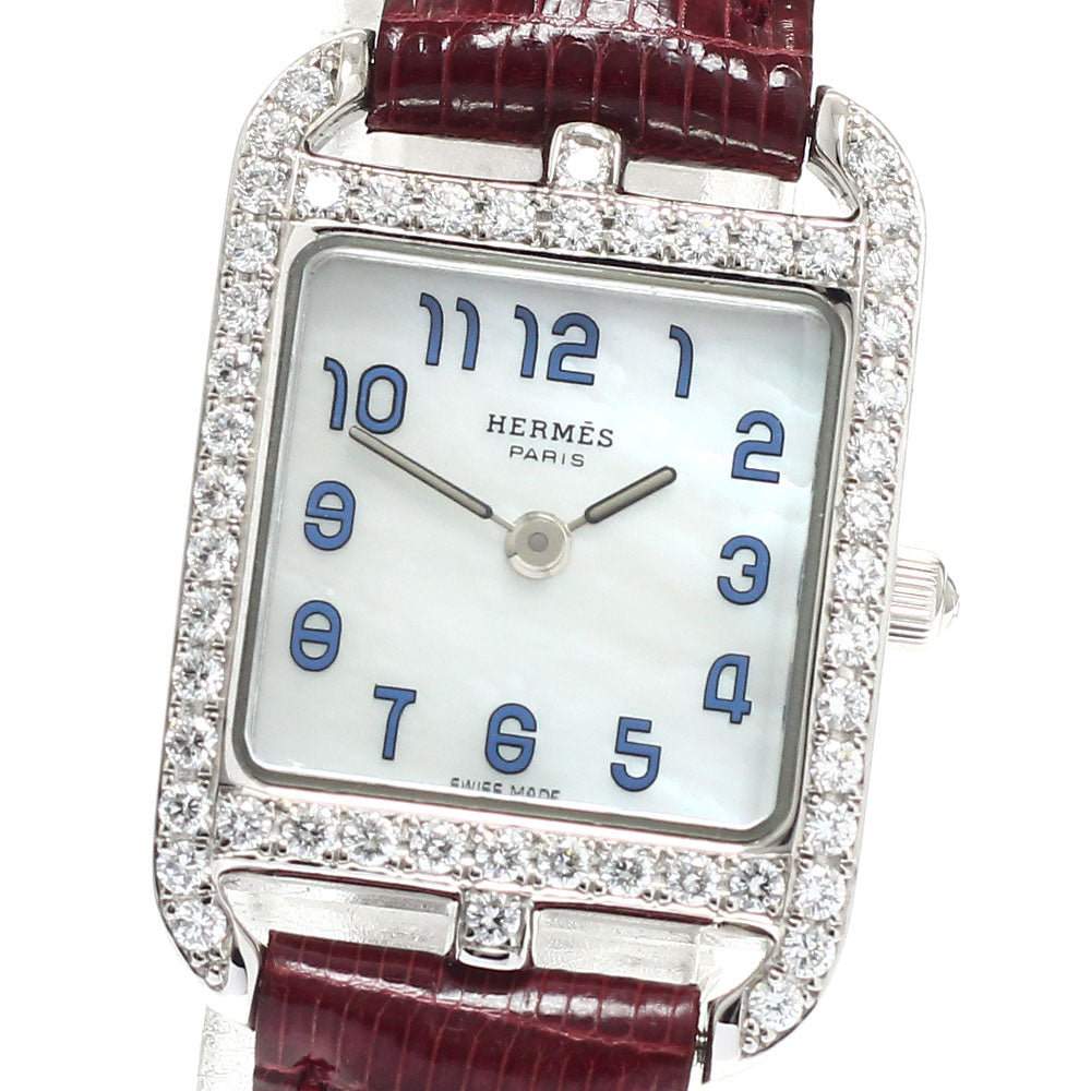 HERMES Cape Cod Mini CC1.192 Diamond bezel K18WG White shell Dial Quartz Ladies Watch_947378