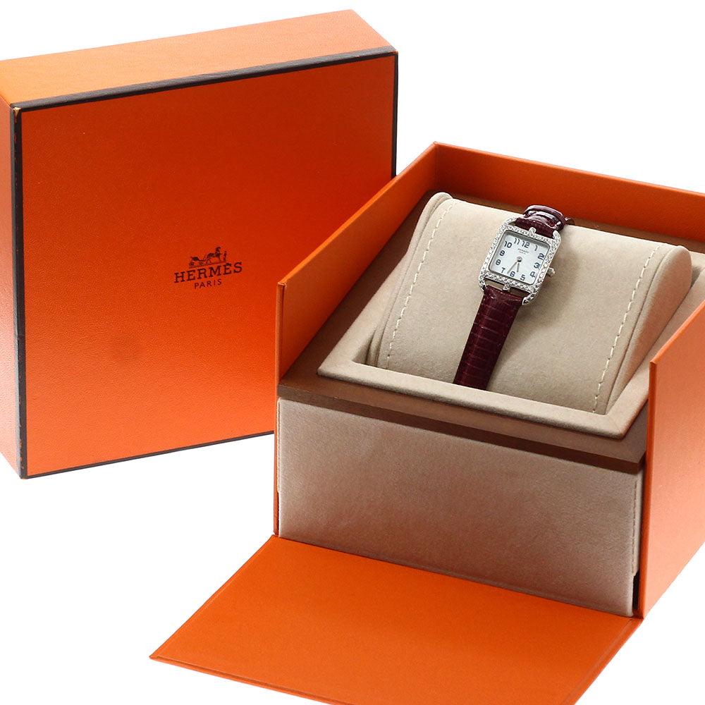 HERMES Cape Cod Mini CC1.192 Diamond bezel K18WG White shell Dial Quartz Ladies Watch_947378