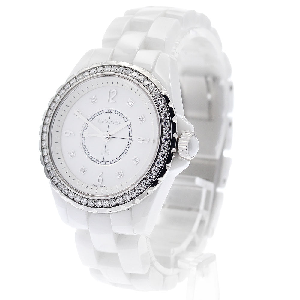 CHANEL J12 H3110 Diamond bezel, 8 diamonds, white ceramic Quartz Ladies_947380