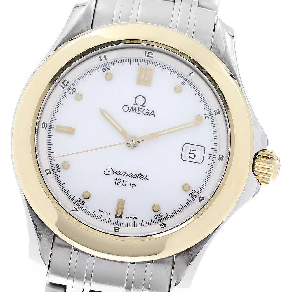 OMEGA Seamaster120 2311.20 YG bezel date white Dial Quartz Men's Watch_947419