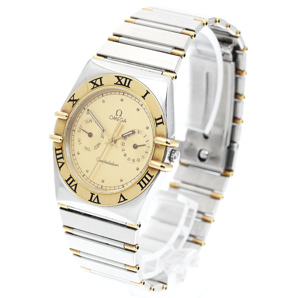 OMEGA Constellation day date Half bar Gold Dial Quartz Men's Watch_947460