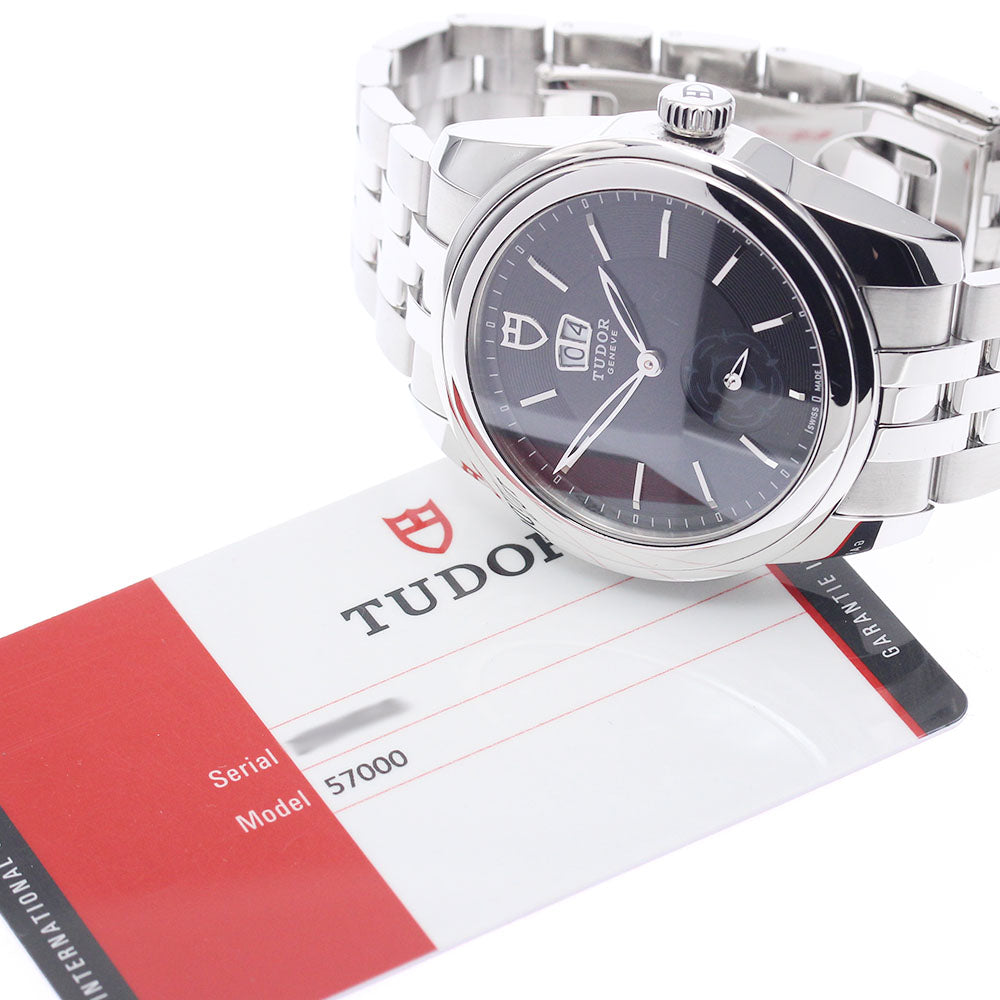 TUDOR Glamour 57000 Double date black Dial Automatic Men's Watch_948036