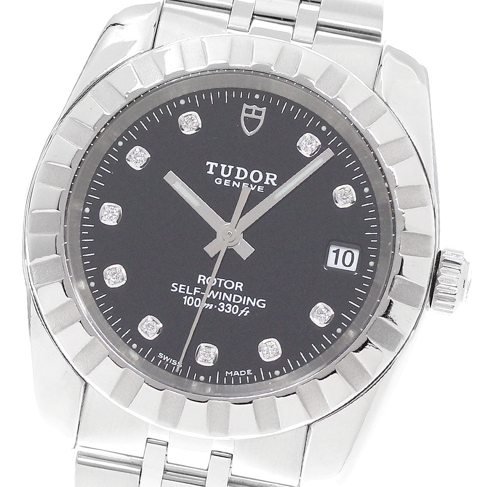 TUDOR Classic 21010 Date 10P diamond black Dial Automatic Men's Watch_948052