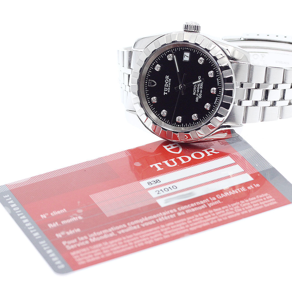 TUDOR Classic 21010 Date 10P diamond black Dial Automatic Men's Watch_948052