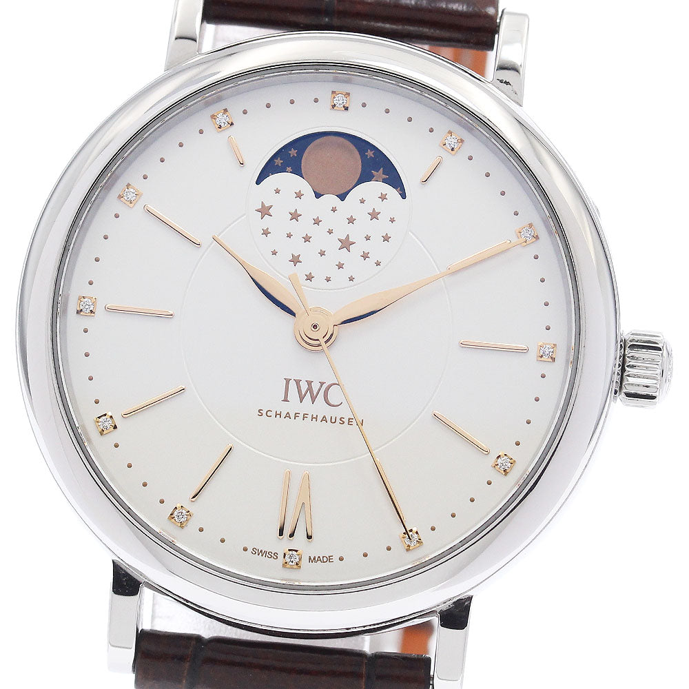 IWC SCHAFFHAUSEN Portofino IW459011 Moon Phase 12P Diamond Silver Dial Automatic Men's Watch_948066