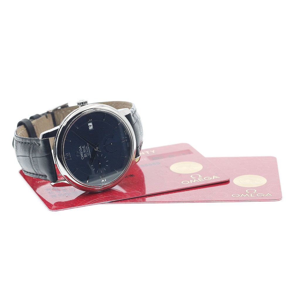 OMEGA De Ville Prestige 424.13.40.21.03.001 Power reserve date Navy Dial Automatic Men's Watch_948217