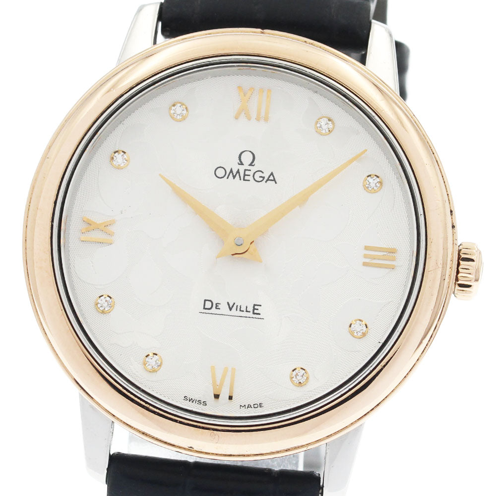 OMEGA De Ville Prestige Butterfly 424.22.33.60.52.001 8P diamond PG bezel Silver Dial Quartz Ladies Watch_948238