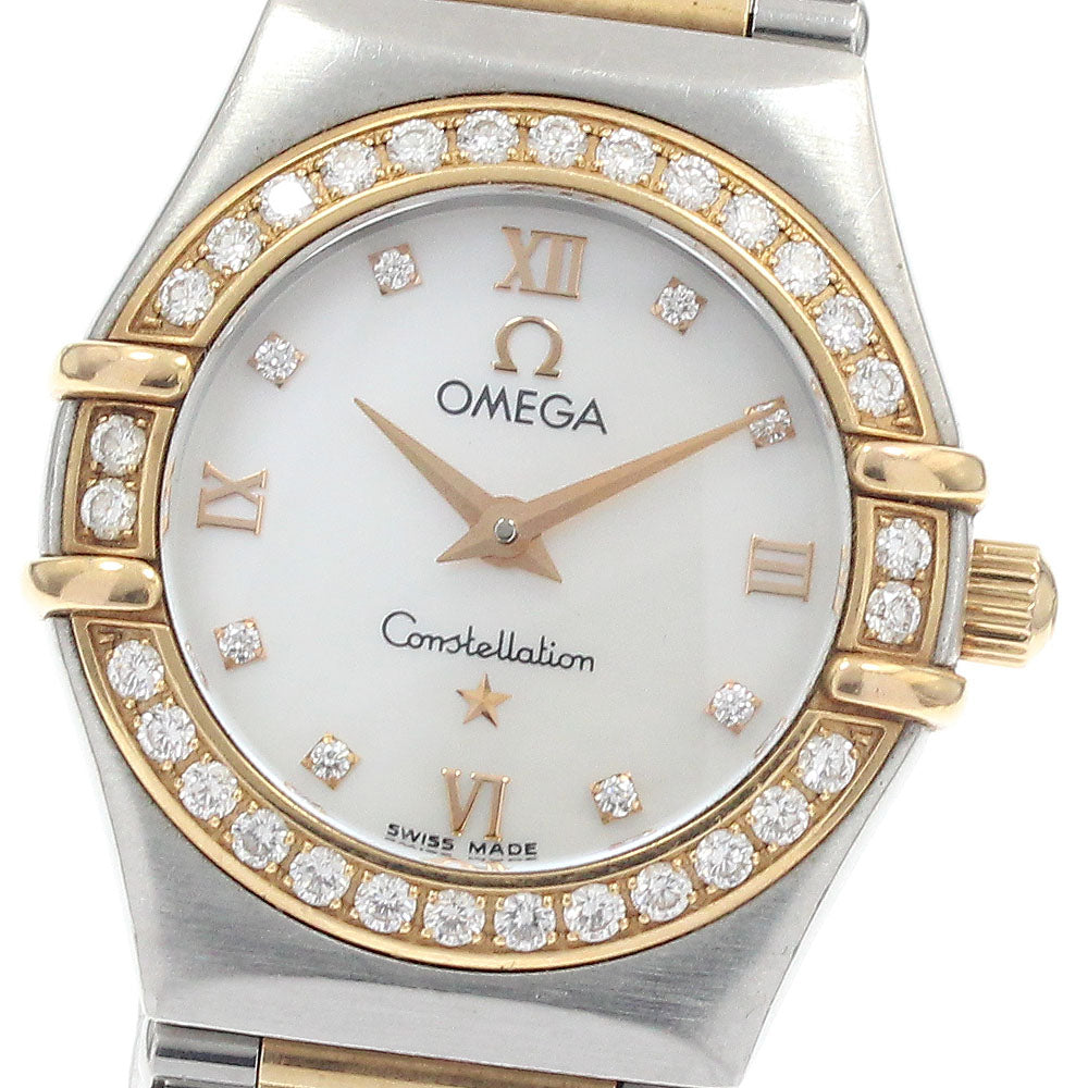 OMEGA Constellation 1360.76 Diamond bezel 8P diamond White shell Dial Quartz Ladies Watch_948255