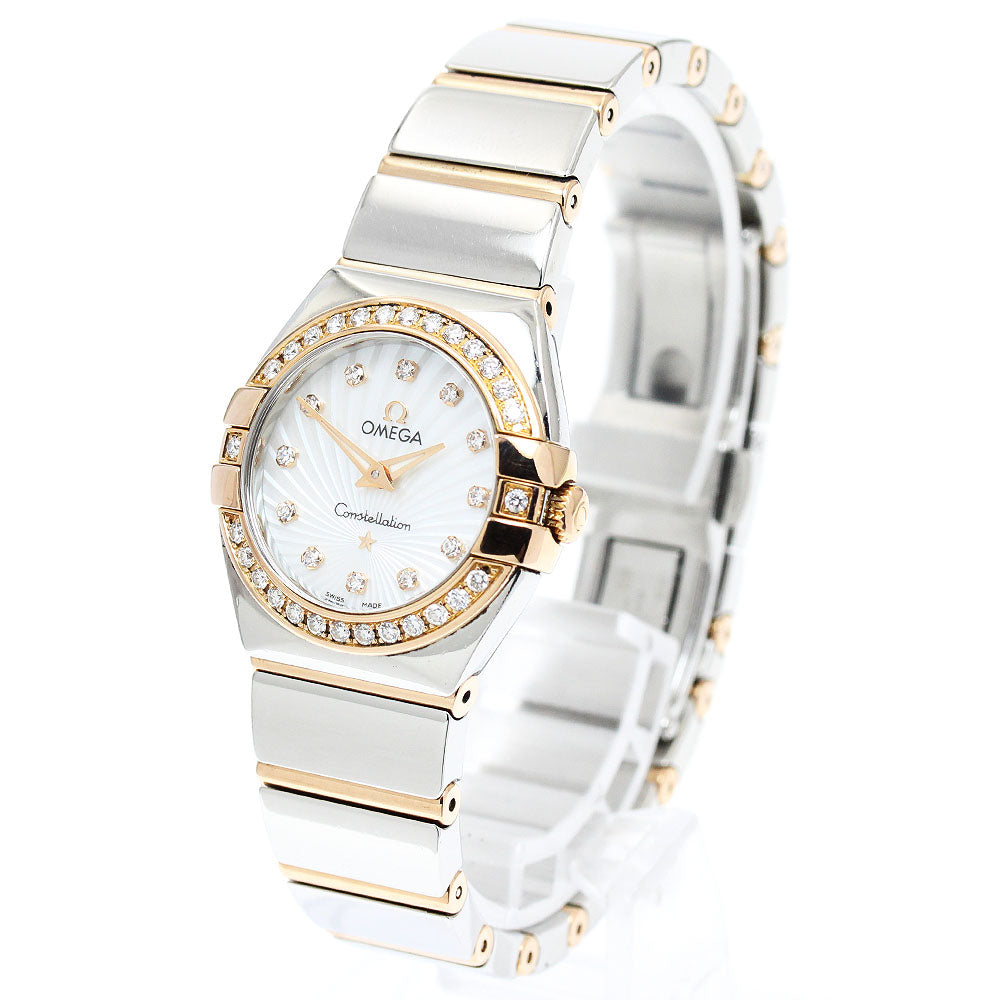 OMEGA Constellation Blush 123.25.24.60.55.002 Diamond bezel 12P bezel diamond White shell Dial Quartz Ladies Watch_948258