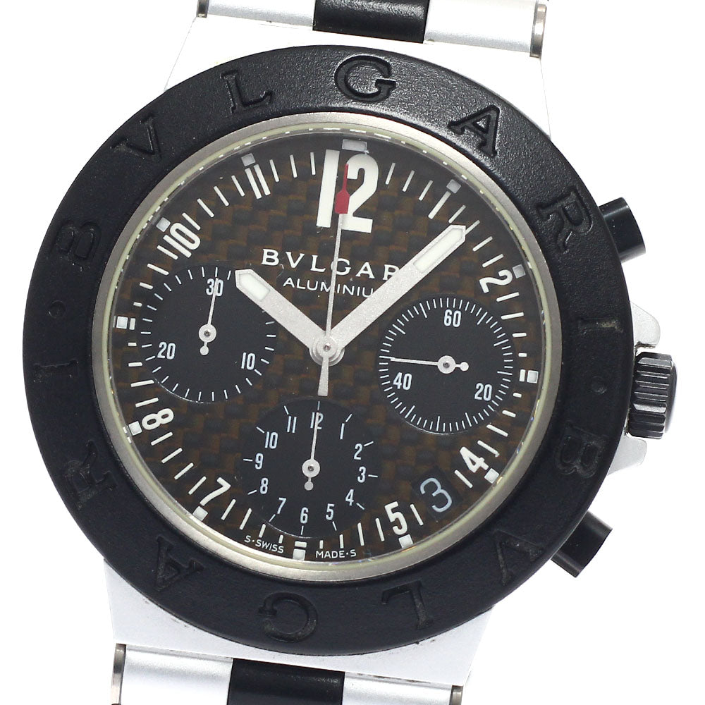 BVLGARI aluminum AC38TA Date Chronograph black Dial Automatic Men's Watch_948277