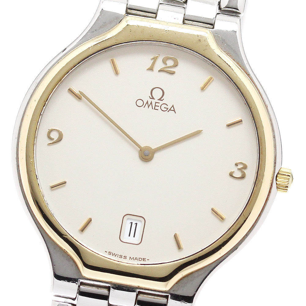 OMEGA De Ville 4330.62 YG bezel date beige Dial Quartz Men's Watch_948358