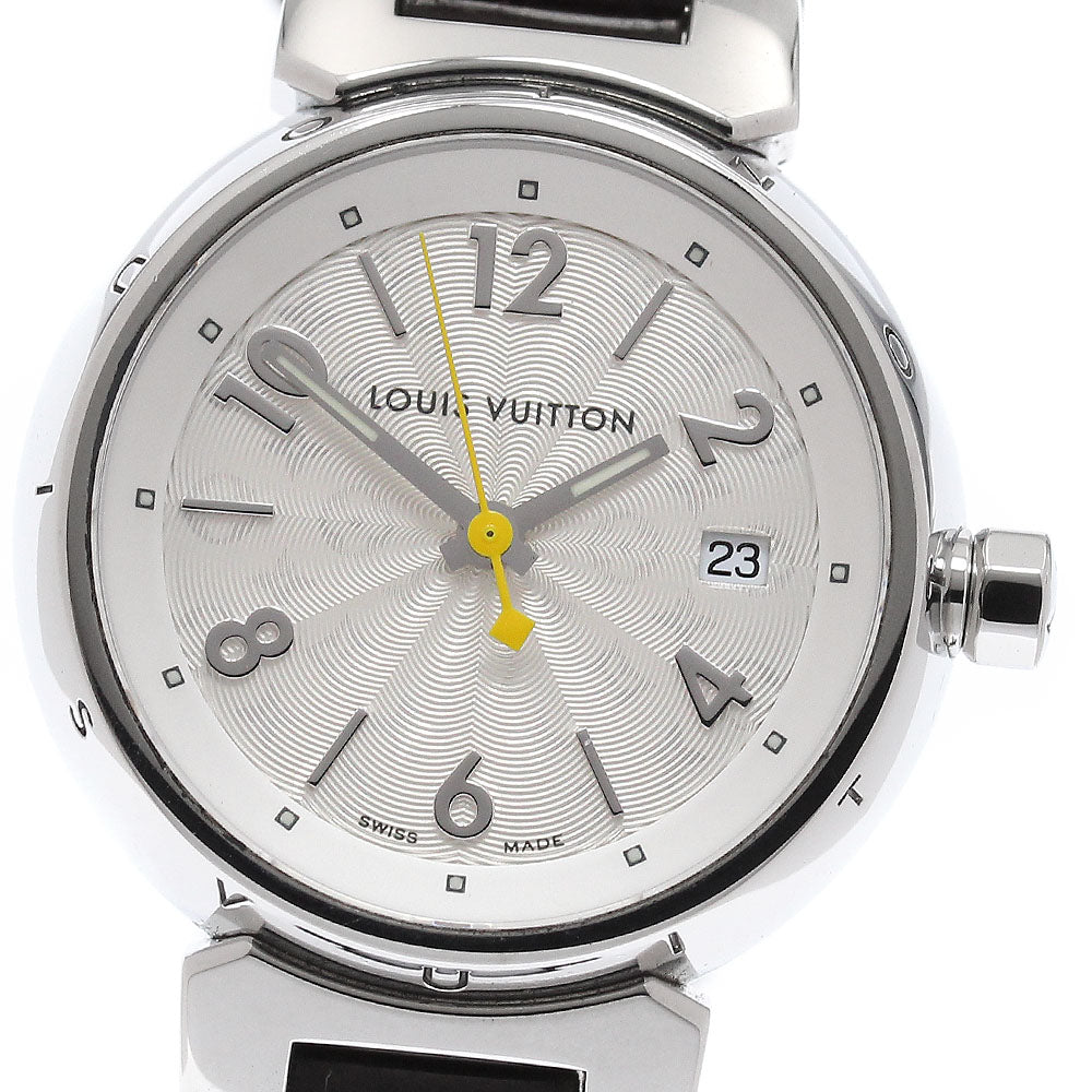 LOUIS VUITTON Tambour Q121K Date Silver Dial Quartz Ladies Watch_948365