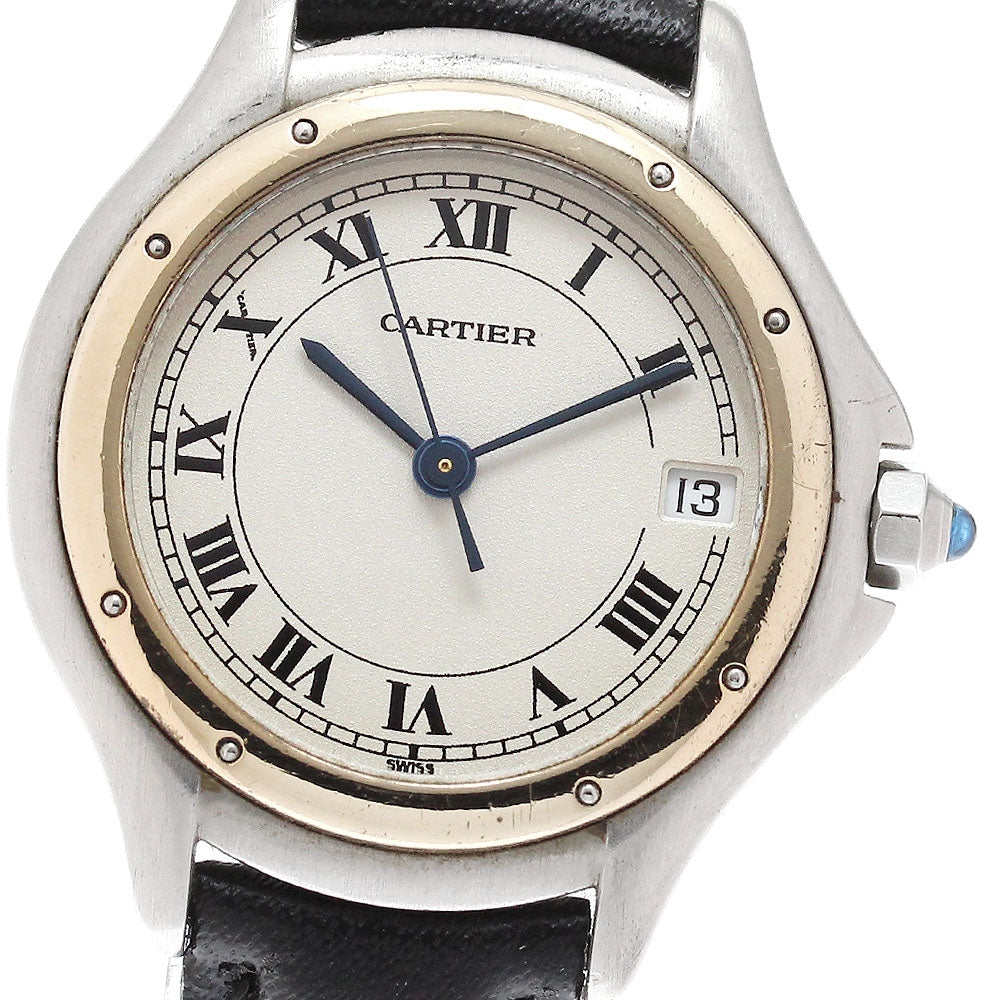 CARTIER PANTHERE Cougar SM W350058F Date YG bezel Quartz Ladies Watch_948383