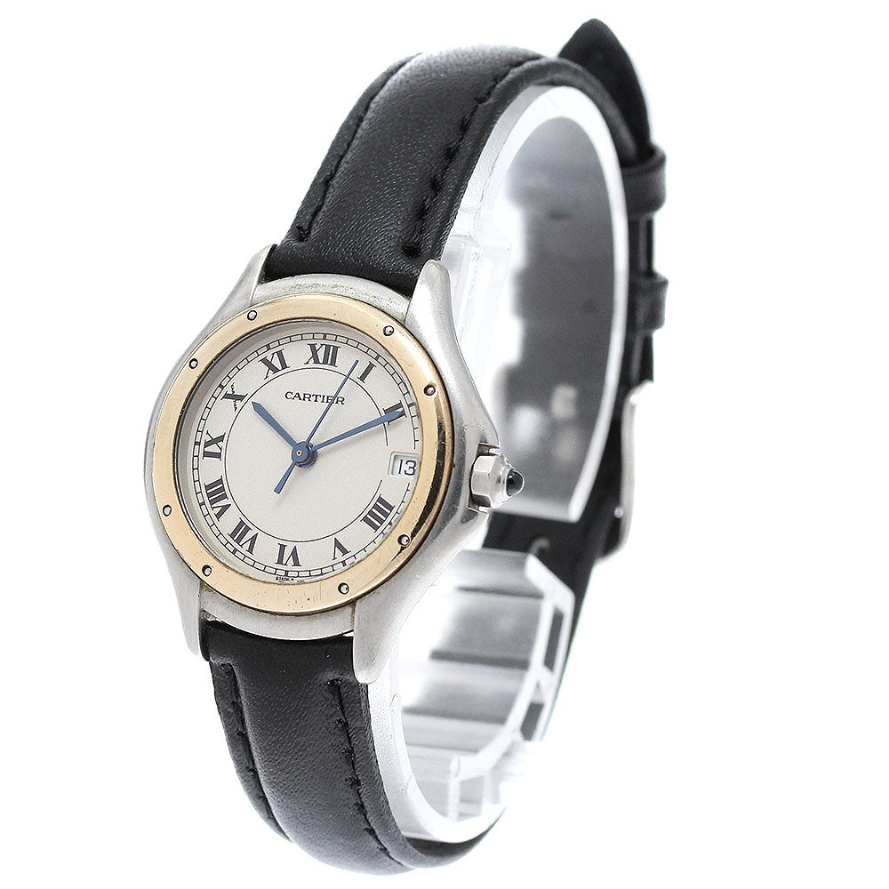 CARTIER PANTHERE Cougar SM W350058F Date YG bezel Quartz Ladies Watch_948383