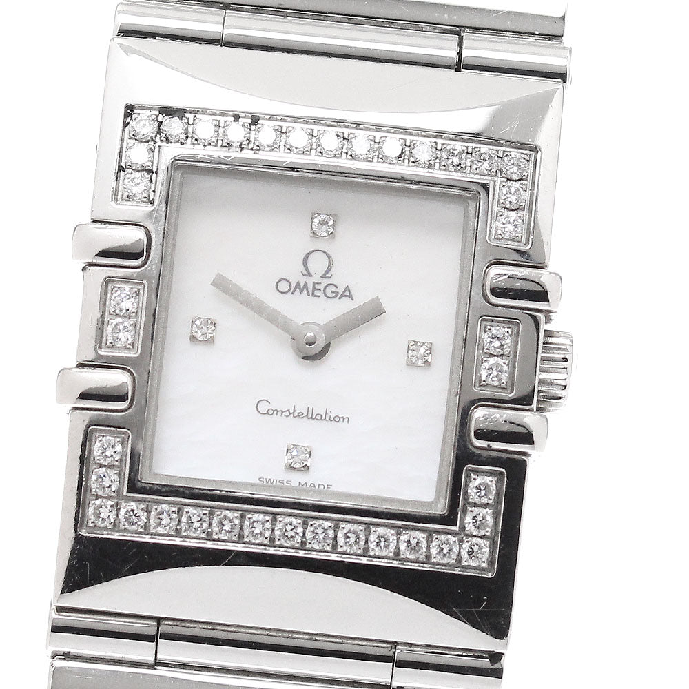 OMEGA Constellation Carre 1528.76 Diamond bezel 4P diamond White shell Dial Quartz Ladies Watch_948396