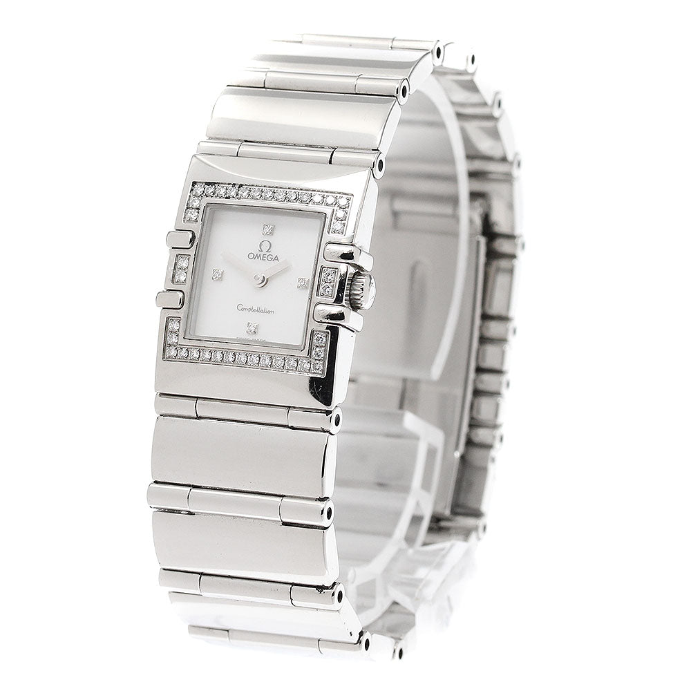 OMEGA Constellation Carre 1528.76 Diamond bezel 4P diamond White shell Dial Quartz Ladies Watch_948396