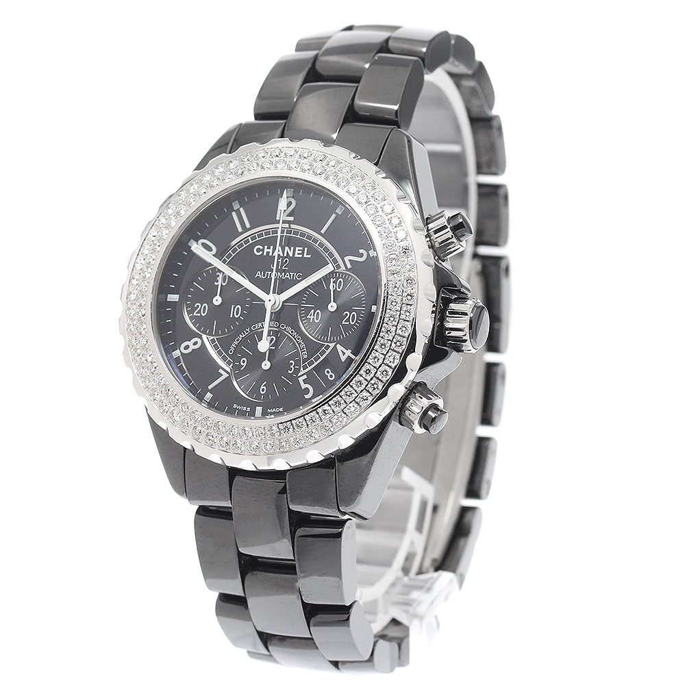 CHANEL J12 black ceramic H1009 Double Diamond Bezel Automatic Men's Watch_948444