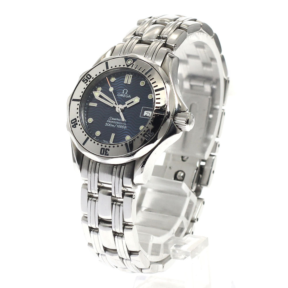 OMEGA Seamaster300 2582.80 Date Navy Dial Quartz Ladies Watch_948508