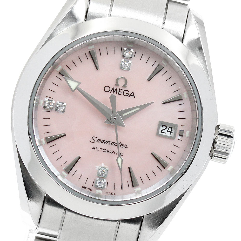 OMEGA Seamaster Aqua Terra 2573.71 6P diamond date Pink shell Dial Automatic Ladies Watch_948509