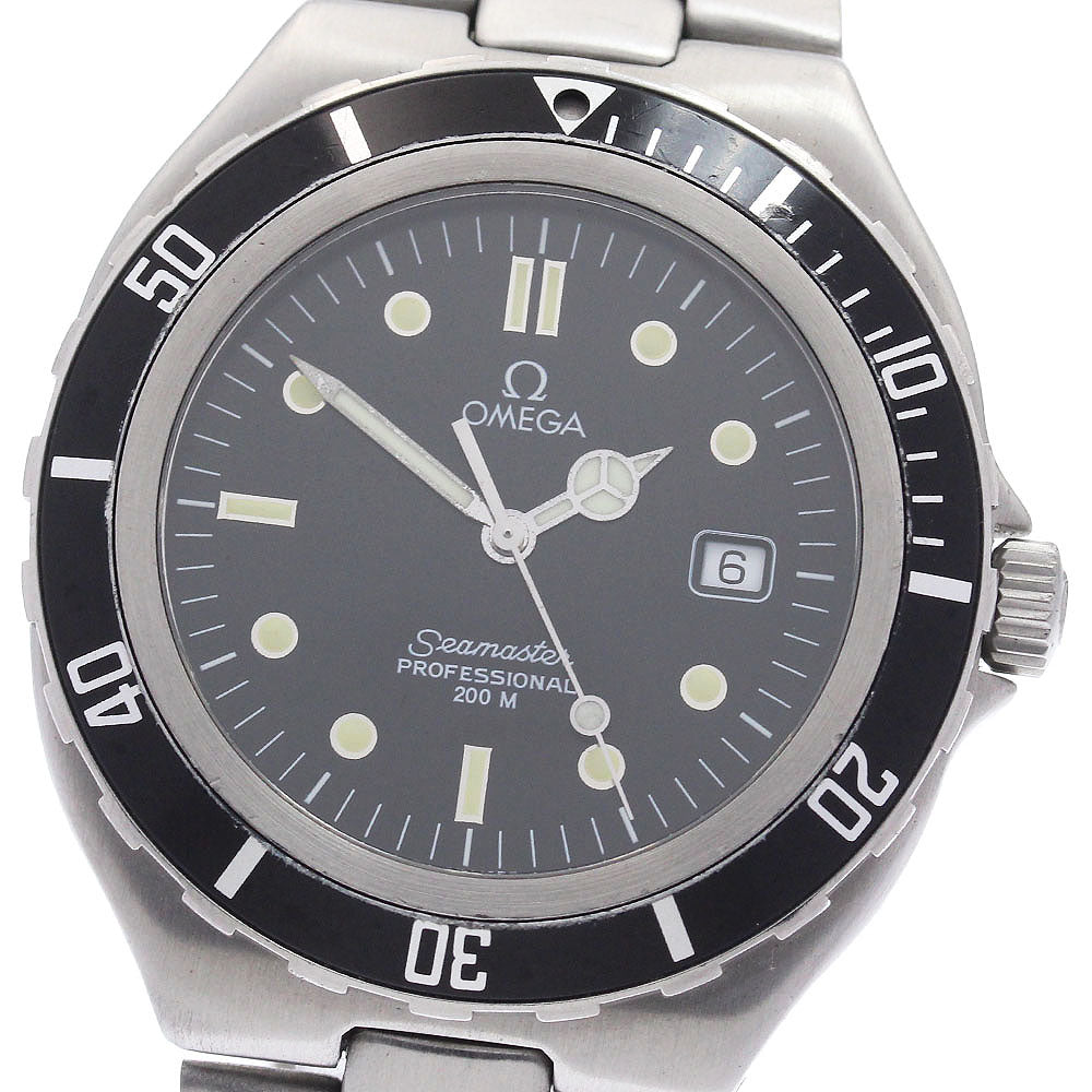 OMEGA Seamaster200m Large size date black Dial Quartz Men's Watch_948541