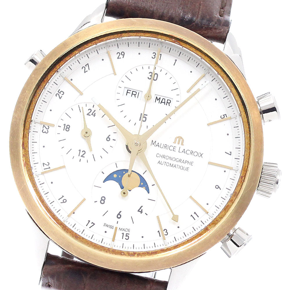MAURICE LACROIX Les Classics LC6078 YG bezel chronograph white Dial Automatic Men's Watch_948556