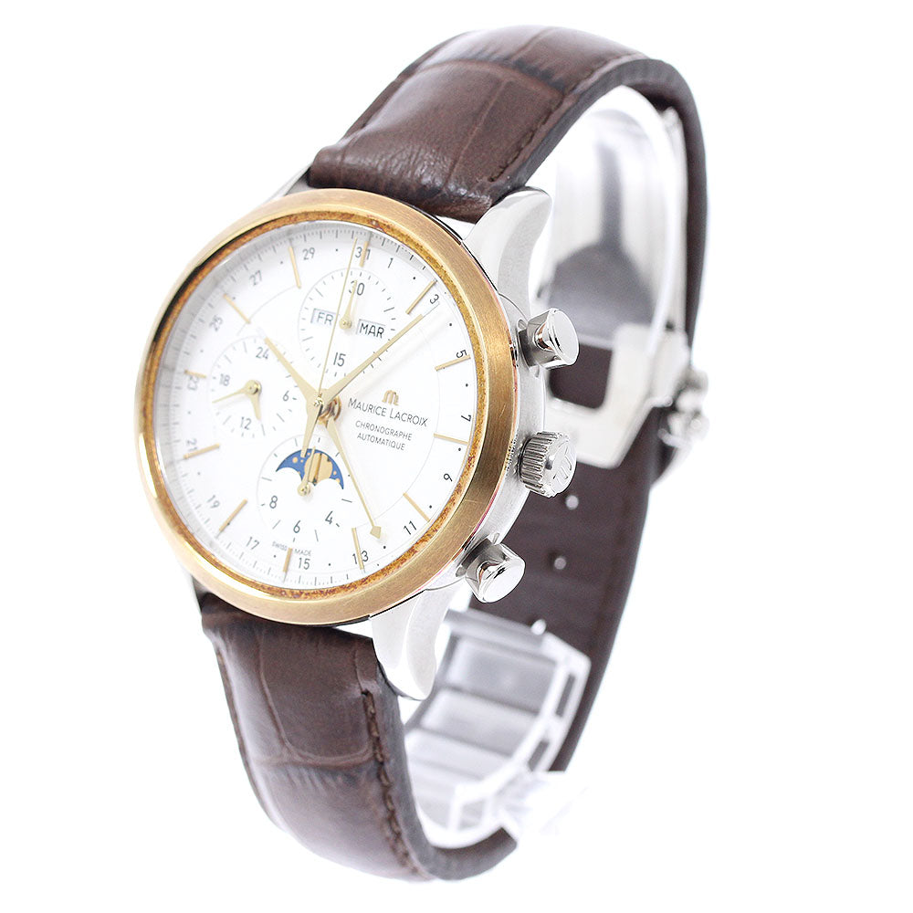 MAURICE LACROIX Les Classics LC6078 YG bezel chronograph white Dial Automatic Men's Watch_948556