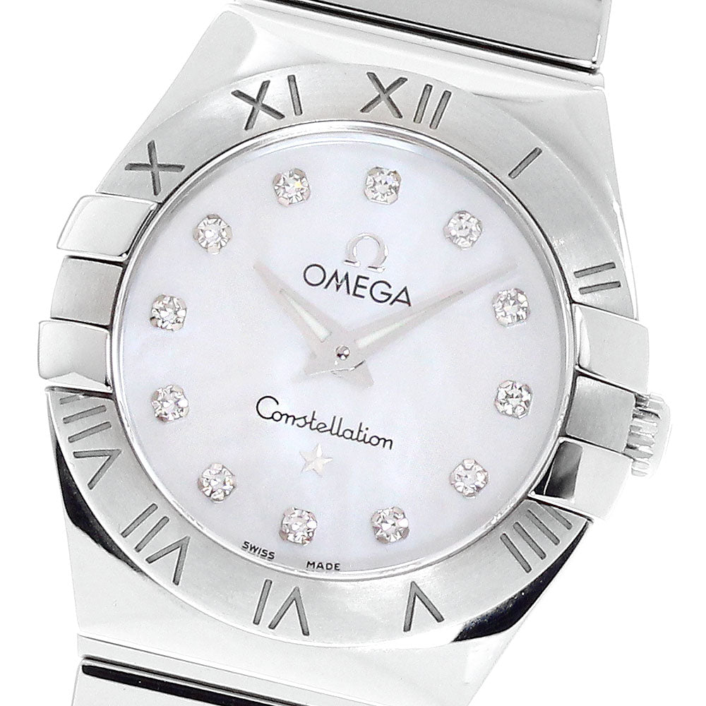 OMEGA Constellation polish 123.10.24.60.55.002 12P diamond White shell Dial Quartz Ladies Watch_948570