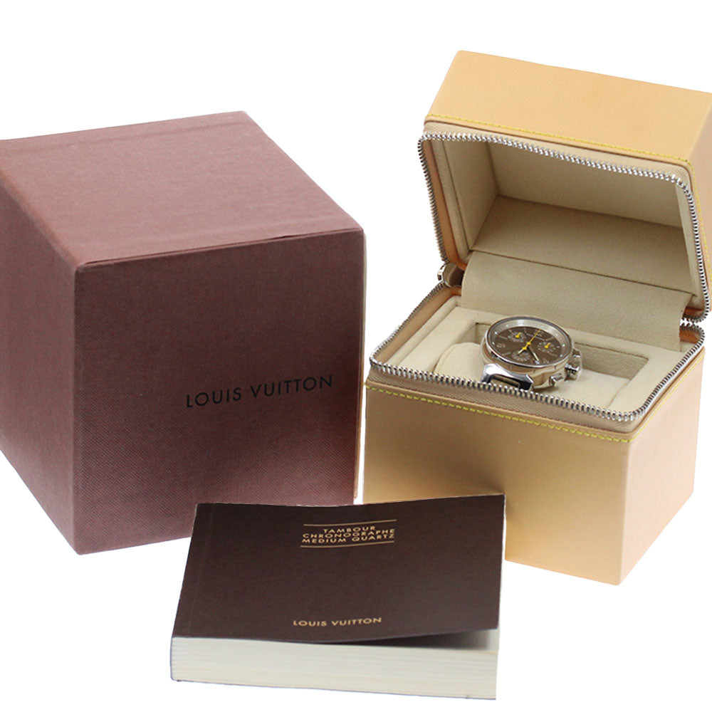 LOUIS VUITTON Tambour Q1322 Chronograph Date Brown Dial Quartz Boy's Watch_948589