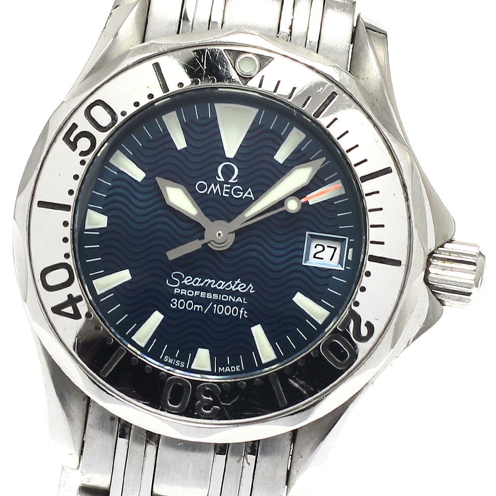 OMEGA Seamaster300 Jack Mayol 2584.80 Date Navy Dial Quartz Ladies Watch_948593