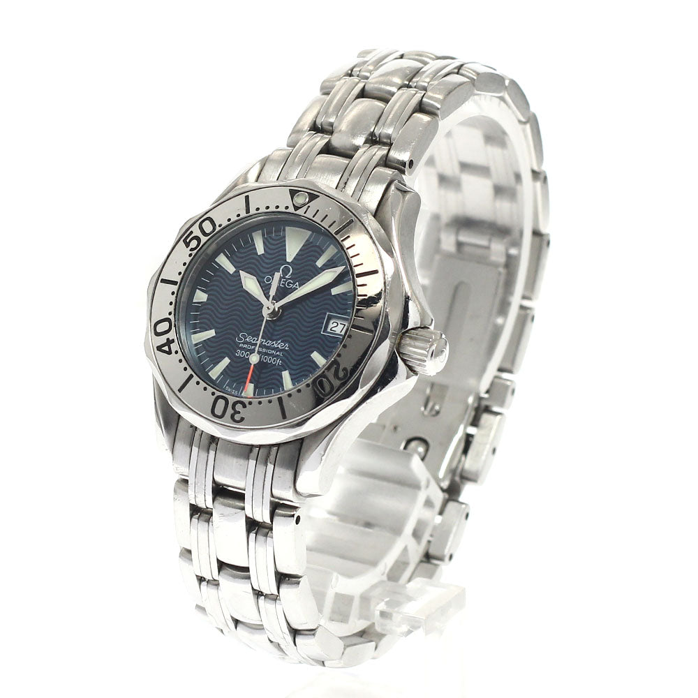 OMEGA Seamaster300 Jack Mayol 2584.80 Date Navy Dial Quartz Ladies Watch_948593