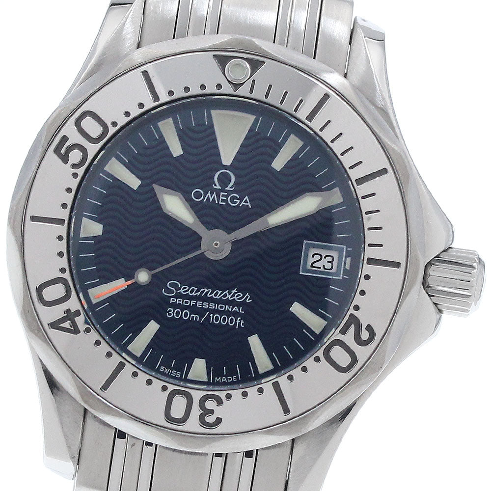 OMEGA Seamaster300 Jack Mayol 2584.80 Date Navy Dial Quartz Ladies Watch_948599
