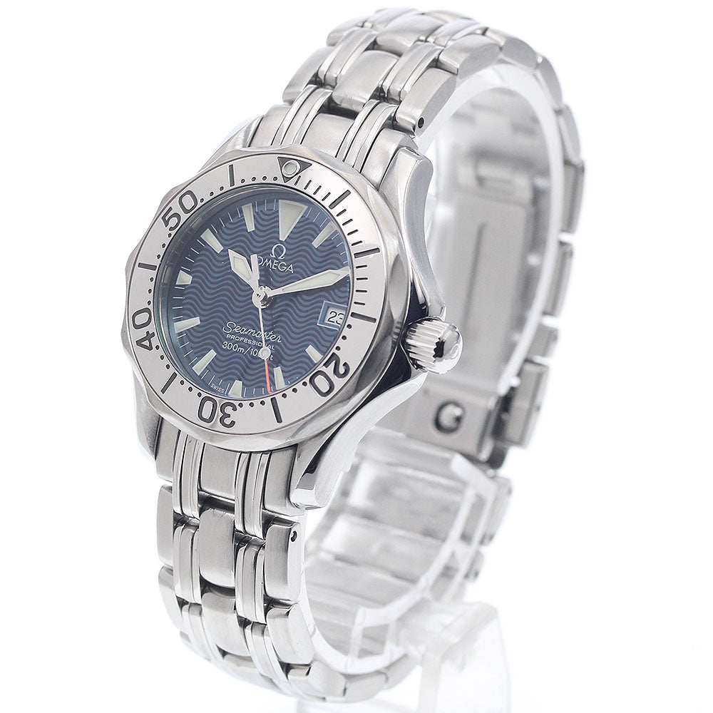OMEGA Seamaster300 Jack Mayol 2584.80 Date Navy Dial Quartz Ladies Watch_948599
