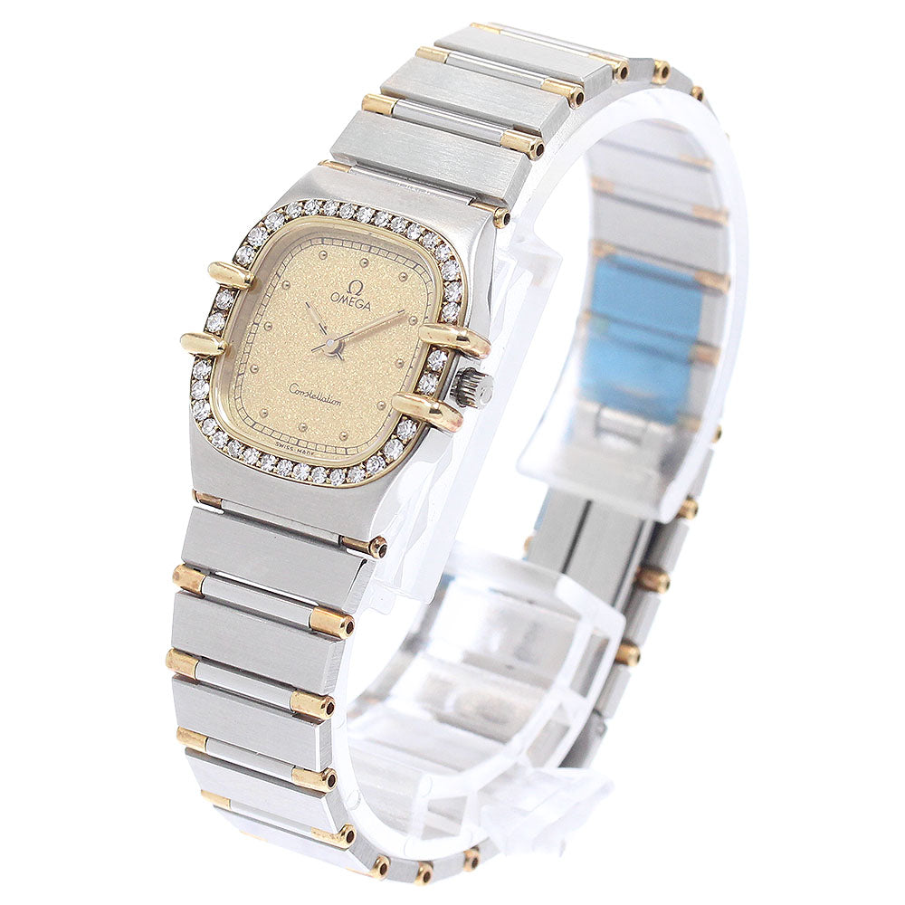 OMEGA Constellation 1460.75 Diamond Bezel Gold Dial Quartz Ladies Watch_948601